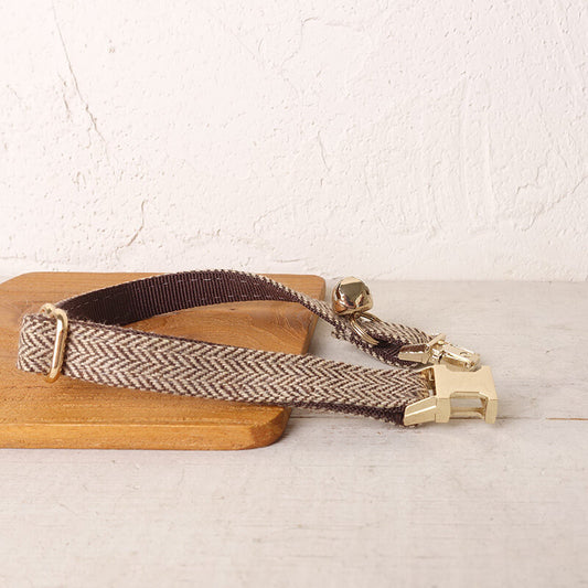 Cat Brown Collar with Bell - Frenchiely