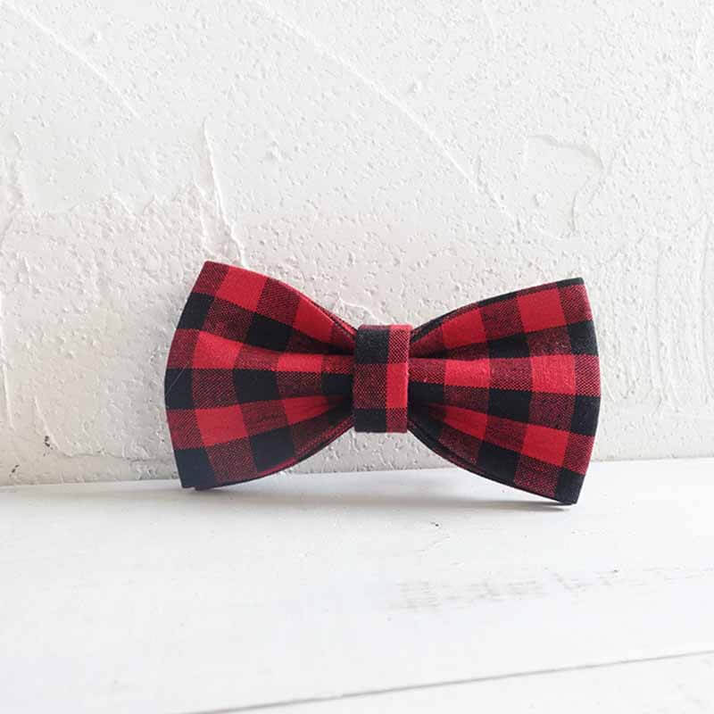 Dog Red Buffalo Plaid Bow Tie - Frenchiely