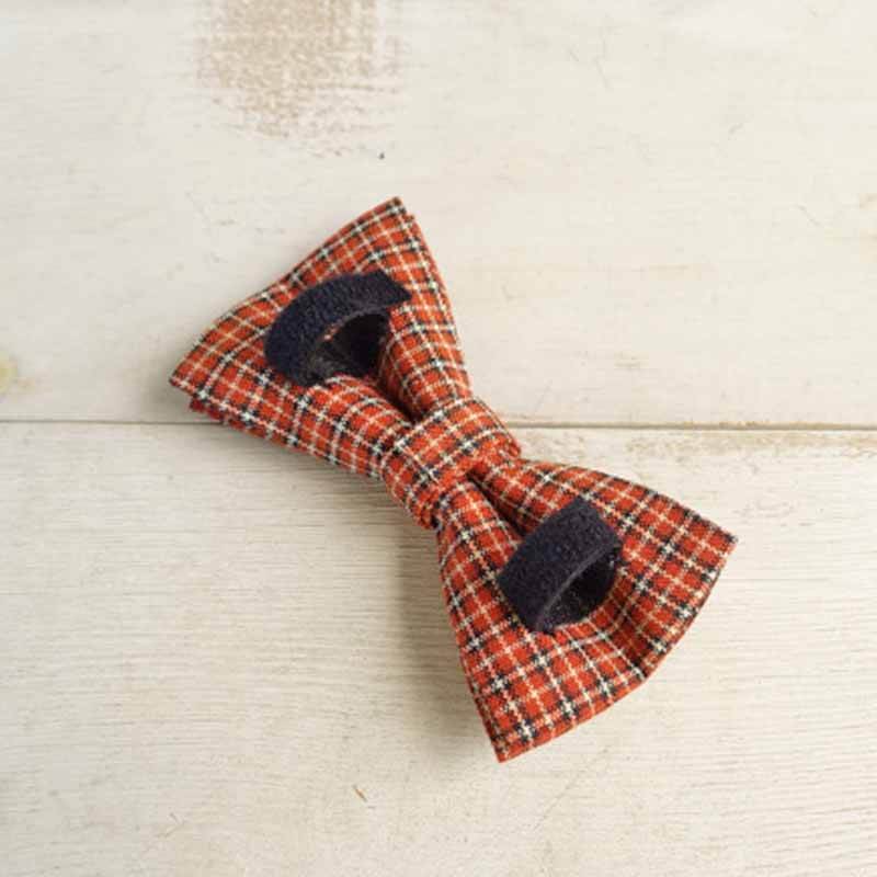 Dog Orange Plaid Bow Tie - Frenchiely