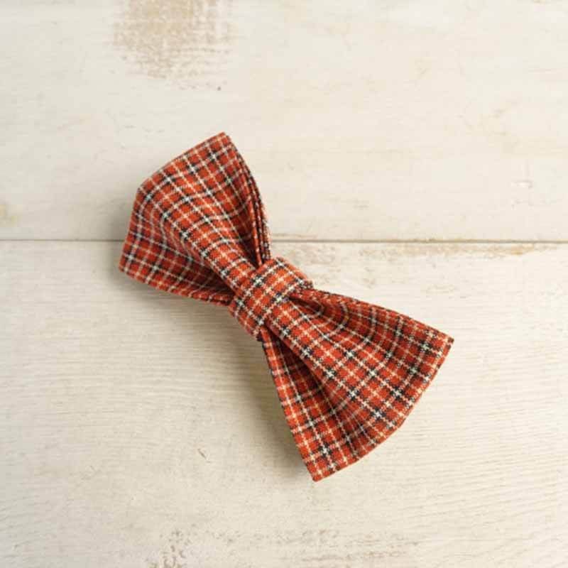 Dog Orange Plaid Bow Tie - Frenchiely