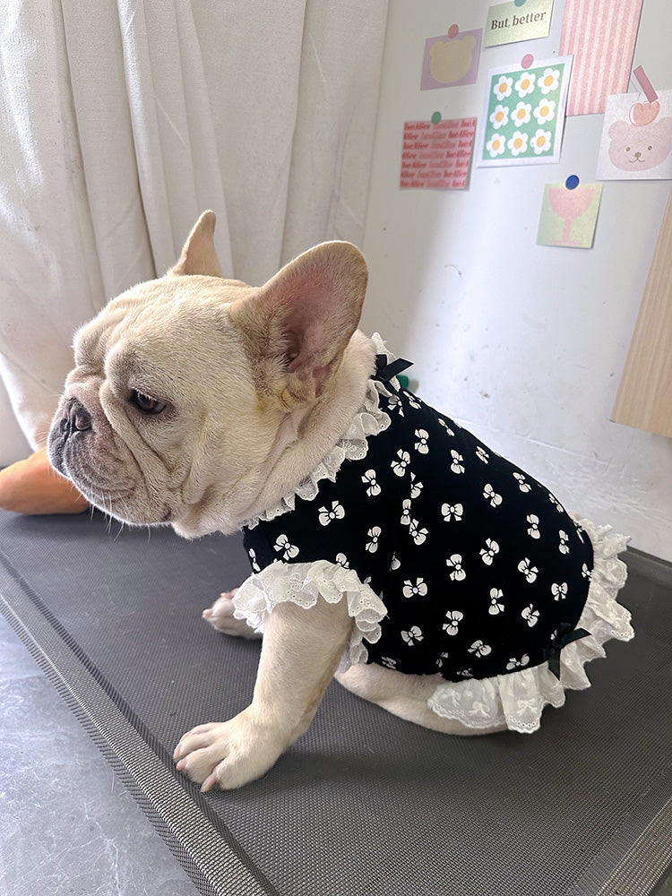 Dog Black and White Bowtie Dress