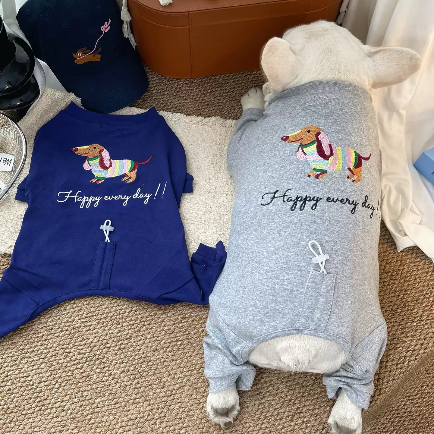 Dog Dachshund Pajamas cutedacshundpatterndogonesiejumpsuitforfrenchbulldogs_2