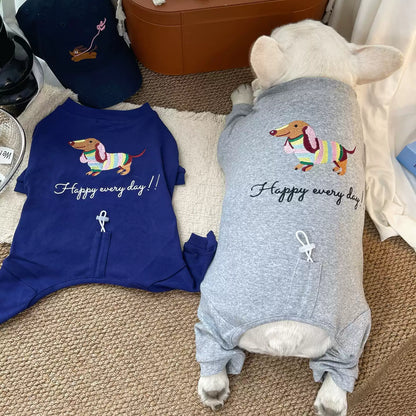 Dog Dachshund Pajamas cutedacshundpatterndogonesiejumpsuitforfrenchbulldogs_2