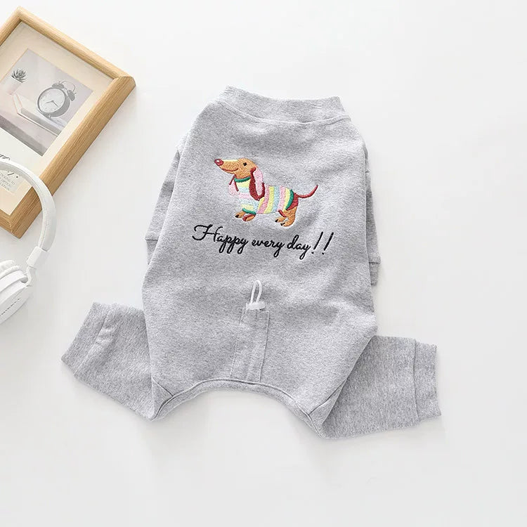 Dog Dachshund Pajamas cutedacshundpatterndogonesiejumpsuitforfrenchbulldogs_3