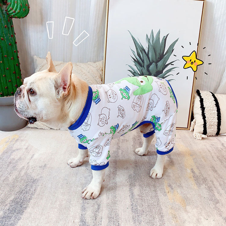 dog cartoon aliens piggy onesie pajamas for medium dogs 
