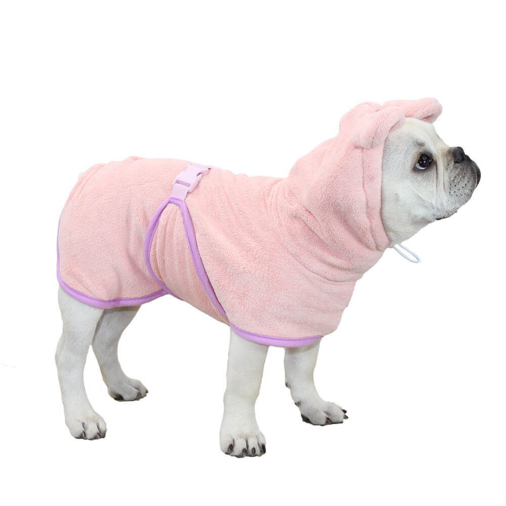 Adjustable Hooded Dog Bath Towel for small medium dogs by Frenchiely 