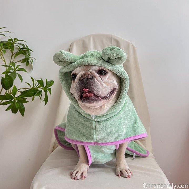 Adjustable Hooded Dog Bath Towel for small medium dogs by Frenchiely 