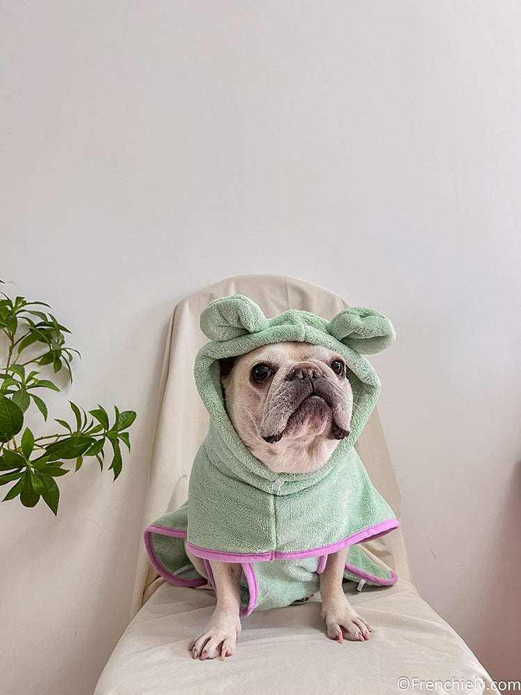 Adjustable Hooded Dog Bath Towel for small medium dogs by Frenchiely 