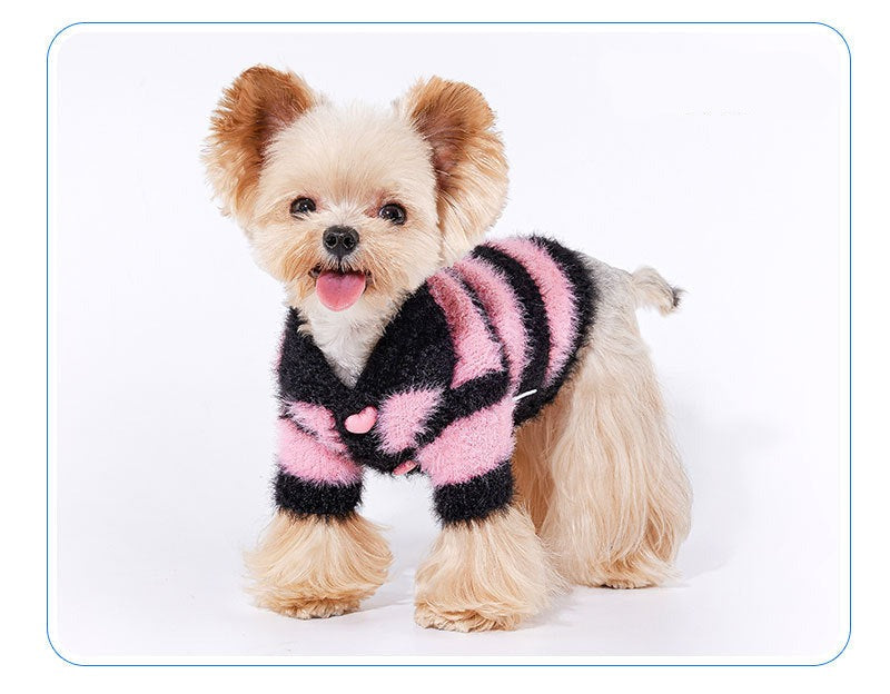 Dog winter warm jumper Black and Pink Pullover Sweater