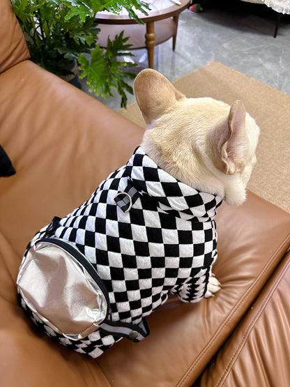 Dog Blackcheck Hoodie with Bag Attached - Frenchiely