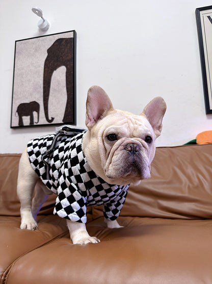 Dog Blackcheck Hoodie with Bag Attached - Frenchiely