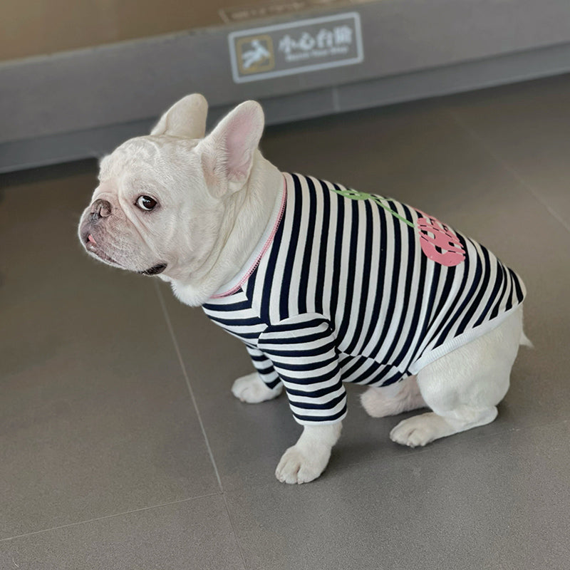 Dog Black Stripe Cherry Pullover Shirt by Frenchiely
