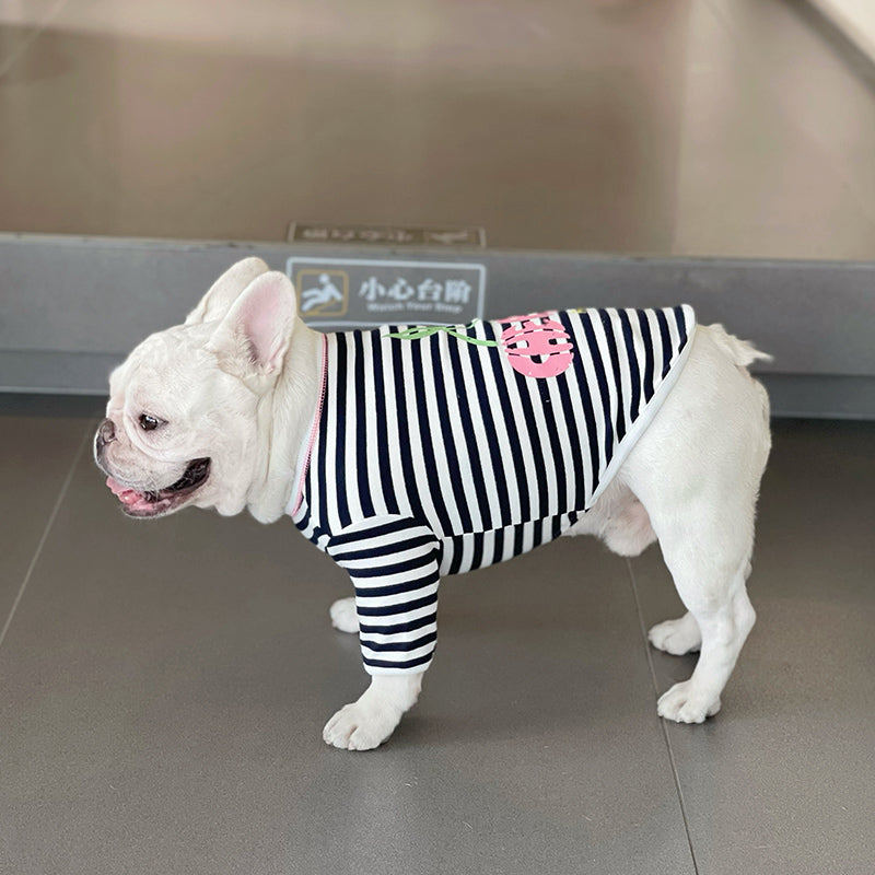 Dog Black Stripe Cherry Pullover Shirt by Frenchiely