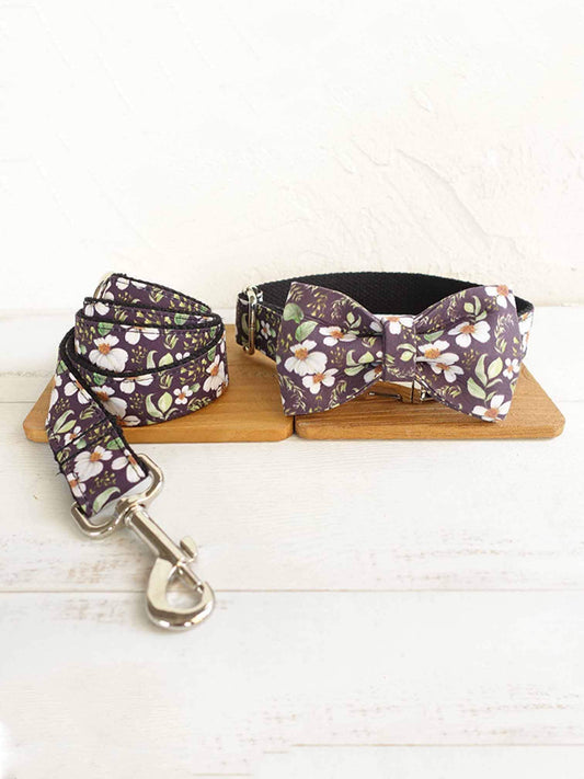 Dog Black Daisy Leash Set - Frenchiely