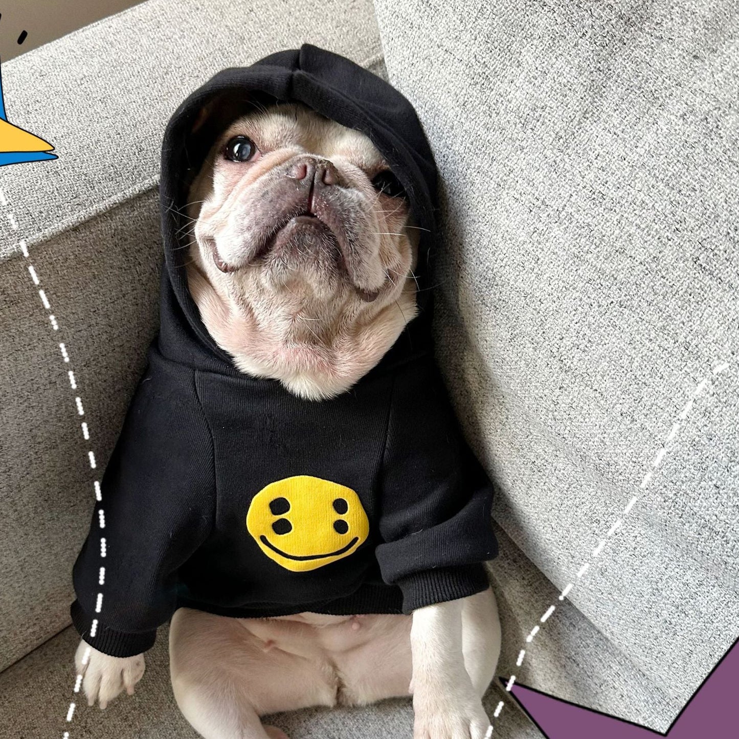 Dog Fancy Emoji Hoodie dogblackhoodiesweatshirtformediumdogbreedswithemojipatterns_2