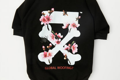 Dog Black Sakura Woof Hoodie - Frenchiely