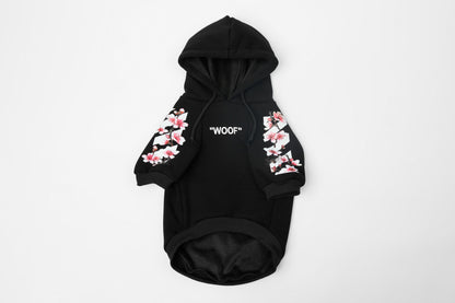 Dog Black Sakura Woof Hoodie - Frenchiely