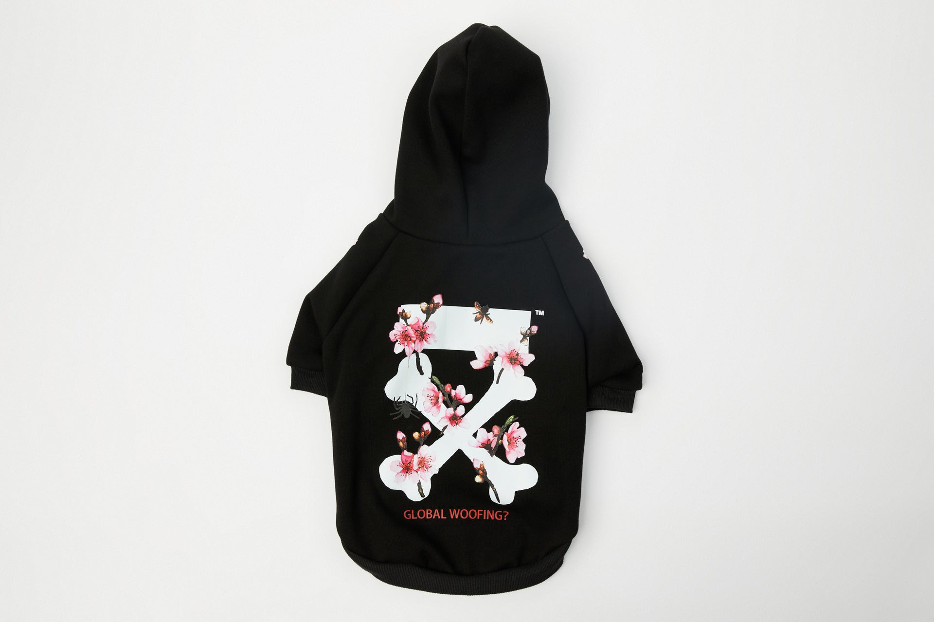 Dog Black Sakura Woof Hoodie - Frenchiely