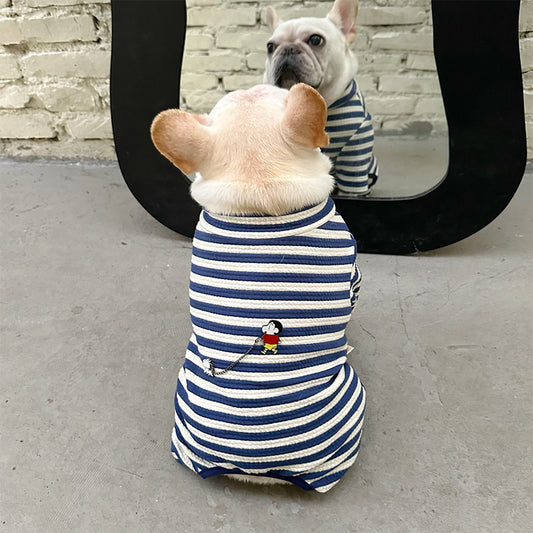 Navy Blue Jumpsuit dogblackstripedonesiepajamasforsmallmediumdogsbyFrenchiely_3