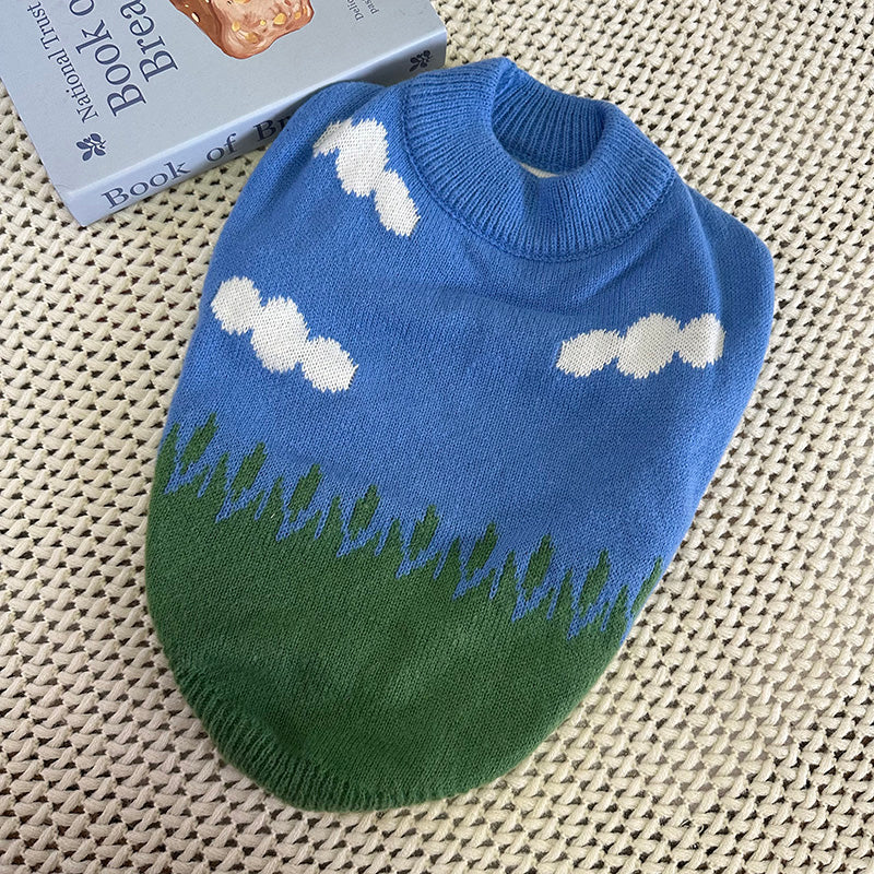 Dog Blue Sky White Clouds Sweater for Medium Dogs by Frenchiely