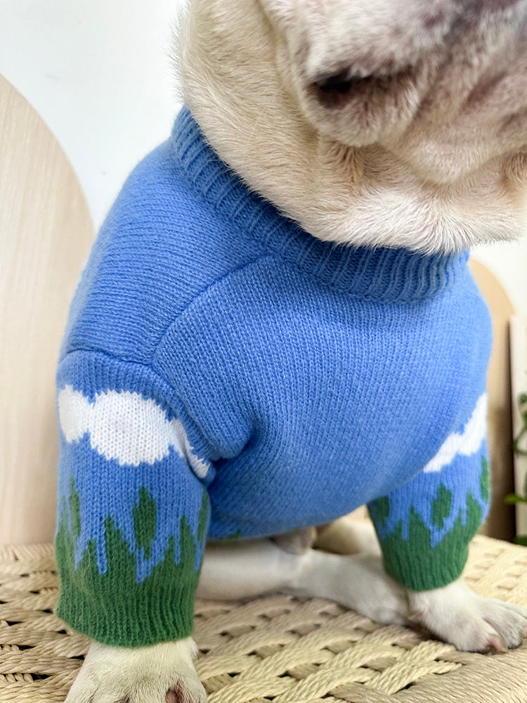 Dog Blue Sky White Clouds Sweater for Medium Dogs by Frenchiely