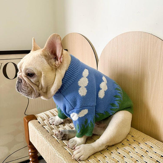 Dog Blue Sky White Clouds Sweater for Medium Dogs by Frenchiely