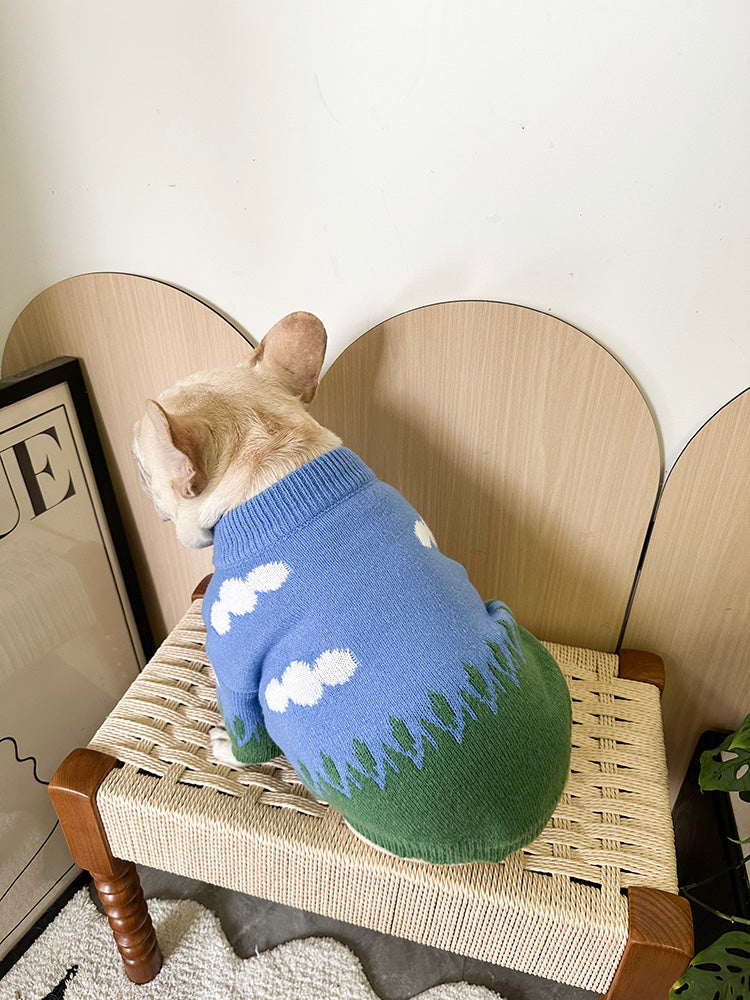 Dog Blue Sky White Clouds Sweater for Medium Dogs by Frenchiely