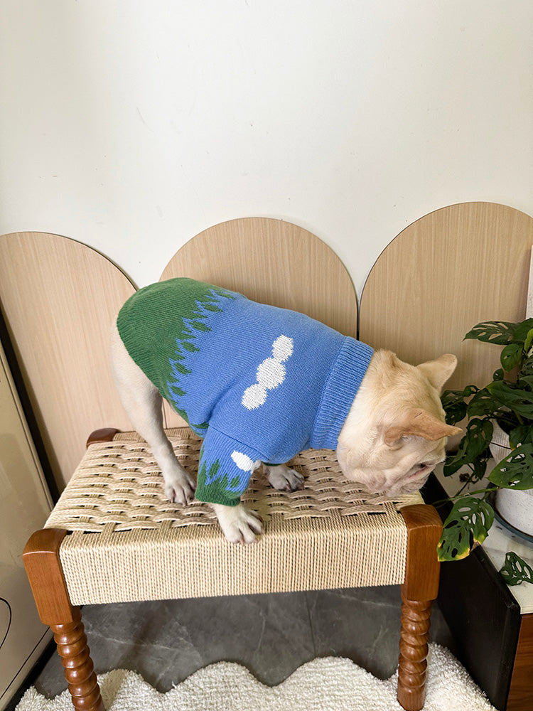 Dog Blue Sky White Clouds Sweater for Medium Dogs by Frenchiely