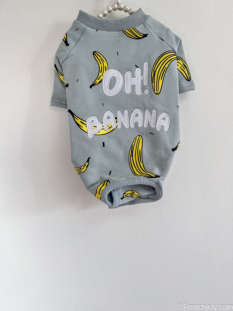 dog banana onesie pajamas for puppy