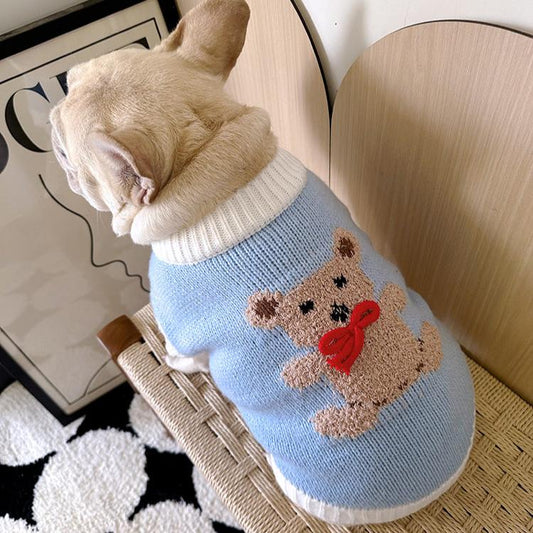 Dog Blue Bear Sweater for French Bulldogs by Frenchiely