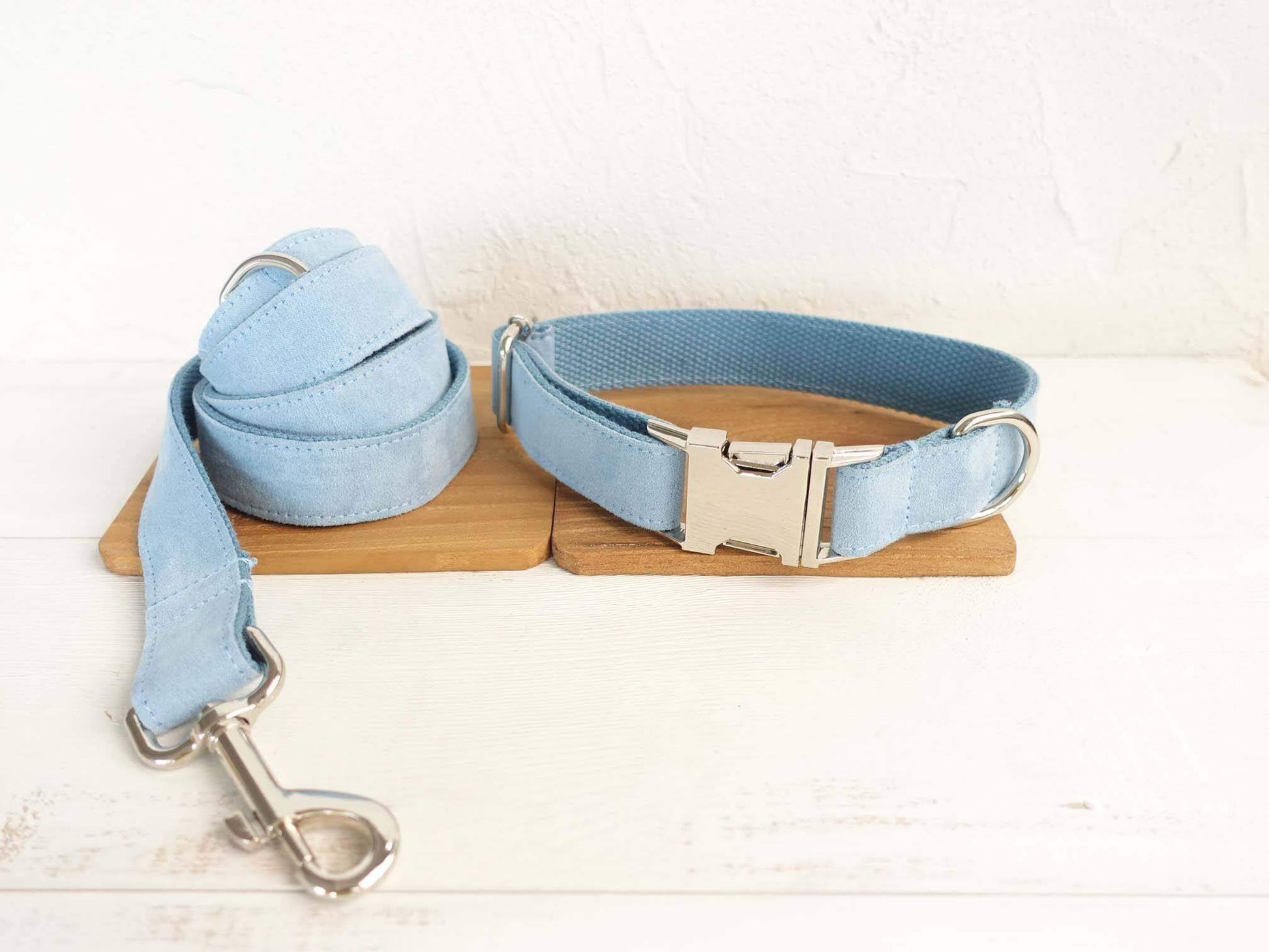 Dog Light Blue Collar Leash Set - Frenchiely
