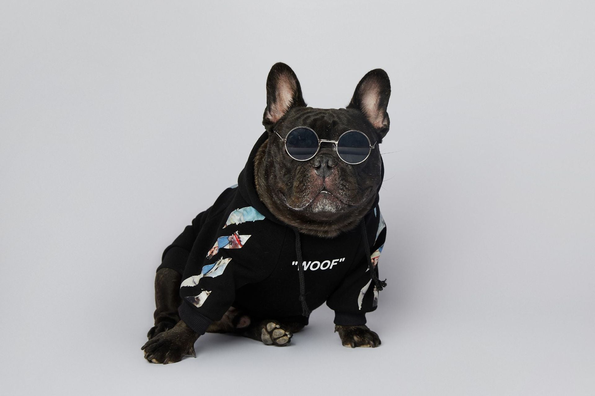 Dog Black & Blue Woof Hoodie - Frenchiely