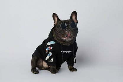 Dog Black & Blue Woof Hoodie - Frenchiely