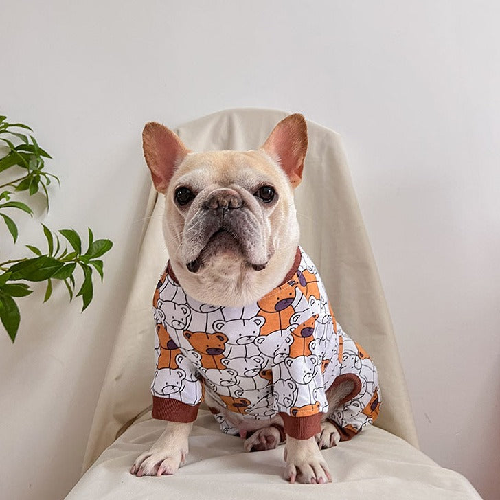 dog brown bear onesie pajamas for small medium dog breeds 