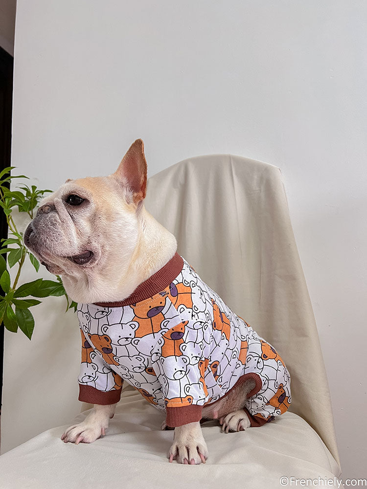 dog brown bear onesie pajamas for small medium dog breeds 