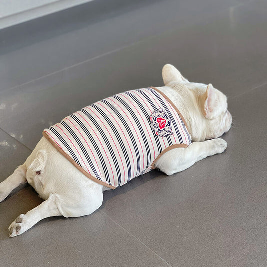 Dog navy stripe shirt for small medium dogs by Frenchiely