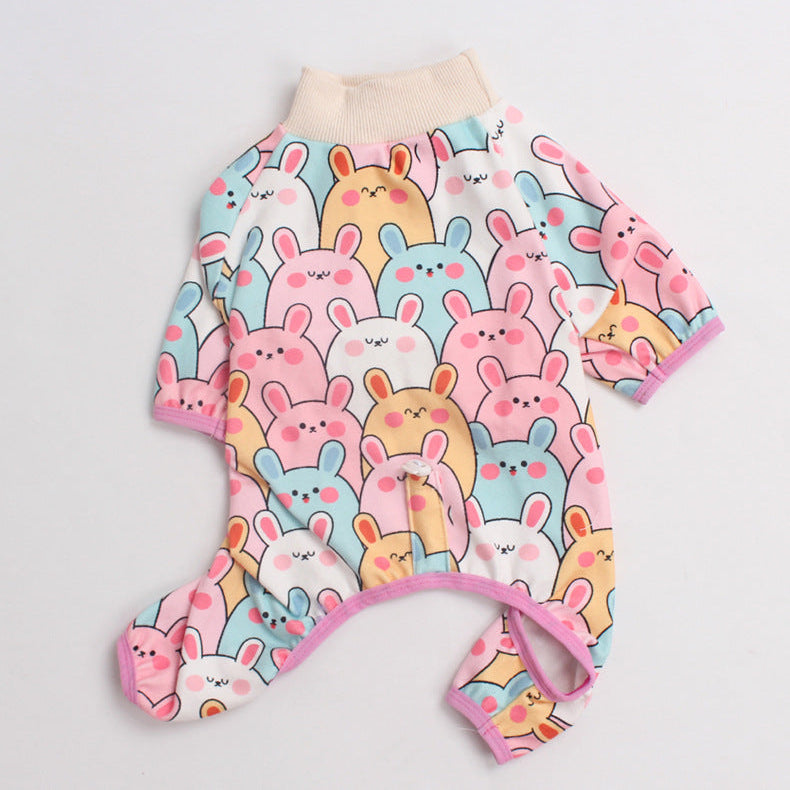 Cartoon Print Onesie Pink Bunny dogcartoonprintonesiepajamasformediumdogsbyFrenchiely_2