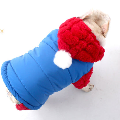 Warm Red Christmas Hooded PJs dogchristmaswarmclothesformediumfrenchbulldogs_1