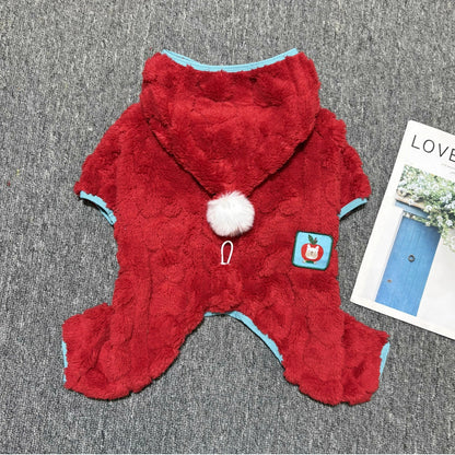 Warm Red Christmas Hooded PJs dogchristmaswarmclothesformediumfrenchbulldogs_2