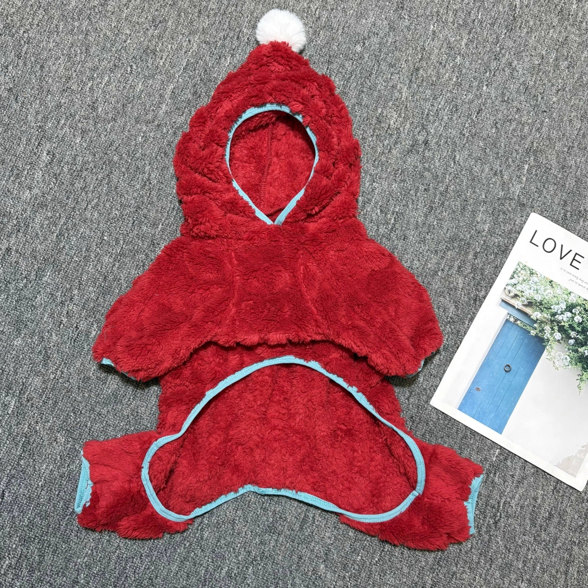 Warm Red Christmas Hooded PJs dogchristmaswarmclothesformediumfrenchbulldogs_3