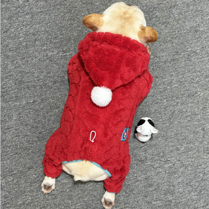 Warm Red Christmas Hooded PJs dogchristmaswarmclothesformediumfrenchbulldogs_5
