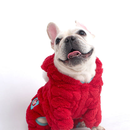 Warm Red Christmas Hooded PJs dogchristmaswarmclothesformediumfrenchbulldogs_8
