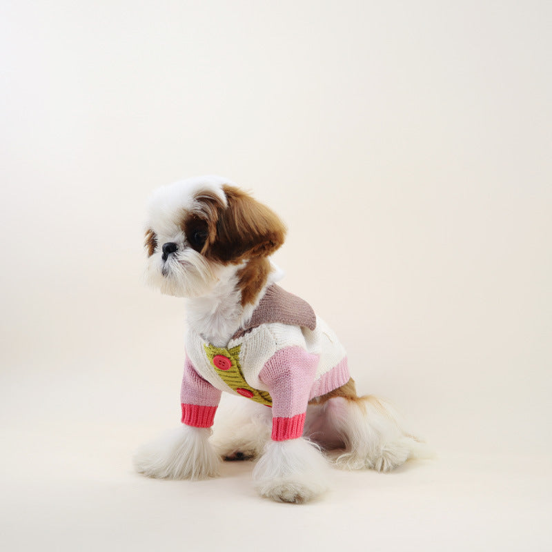 Dog Colored Buttons Cardigan sweater for medium dogs by Frenchiely