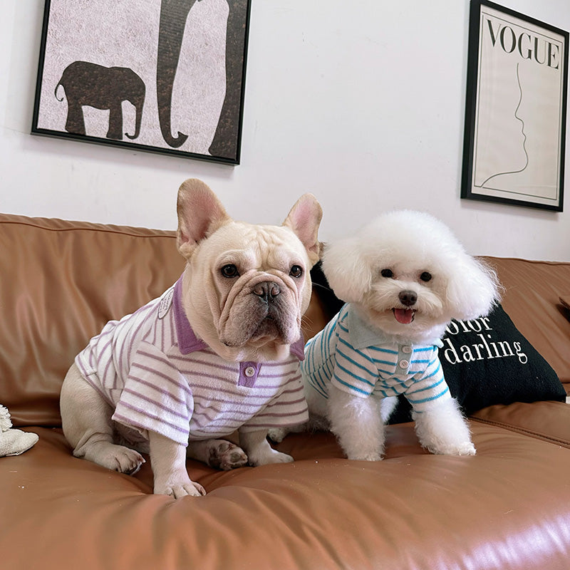 Dog Stripe Polo Shirt for small medium dogs by Frenchiely