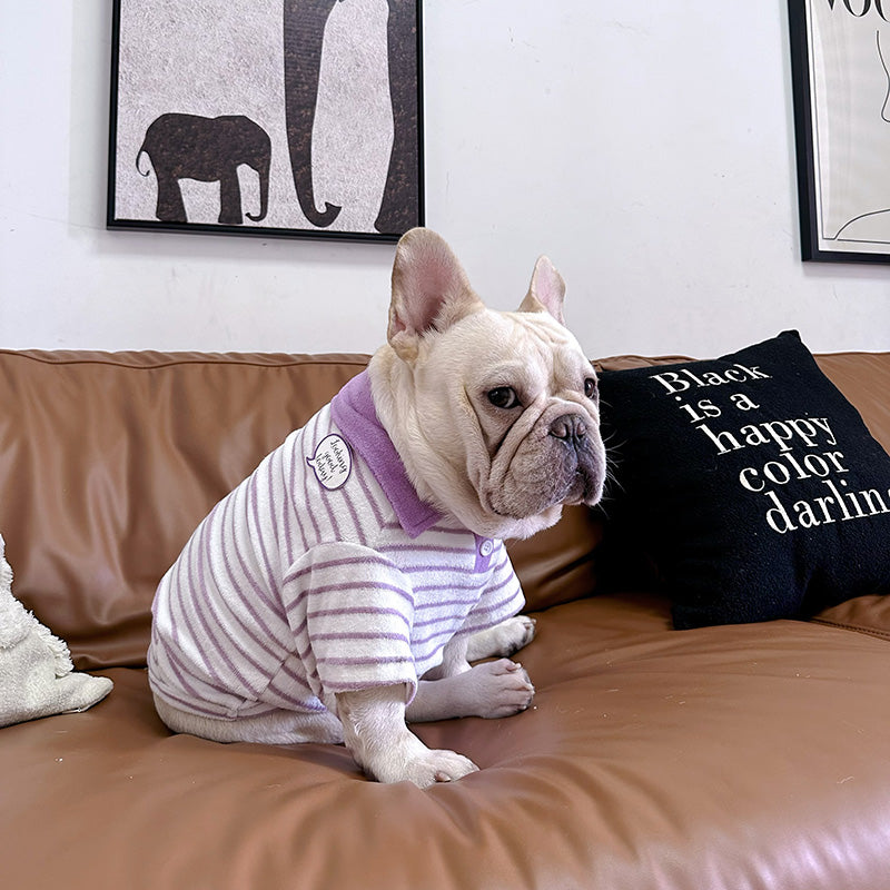 Dog Stripe Polo Shirt for small medium dogs by Frenchiely