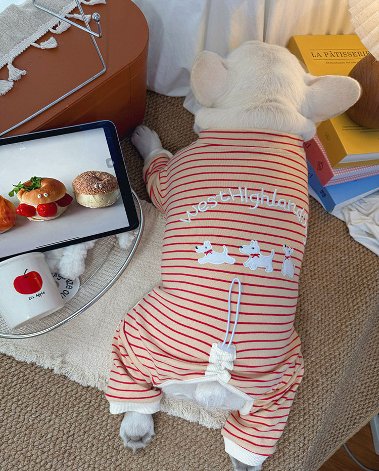 Medium Dog Stripe Onesie PJs dogcomfortablestripeonesiejumpsuitformediumdogbreedsbyFrenchiely_12