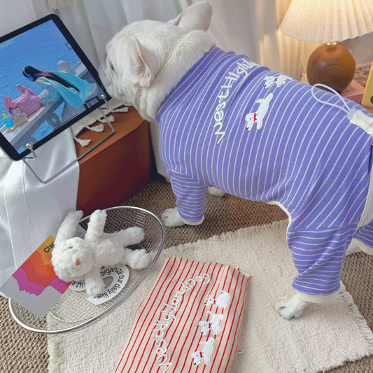 Medium Dog Stripe Onesie PJs dogcomfortablestripeonesiejumpsuitformediumdogbreedsbyFrenchiely_4