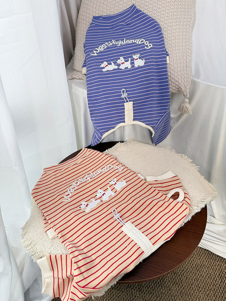 Medium Dog Stripe Onesie PJs dogcomfortablestripeonesiejumpsuitformediumdogbreedsbyFrenchiely_7