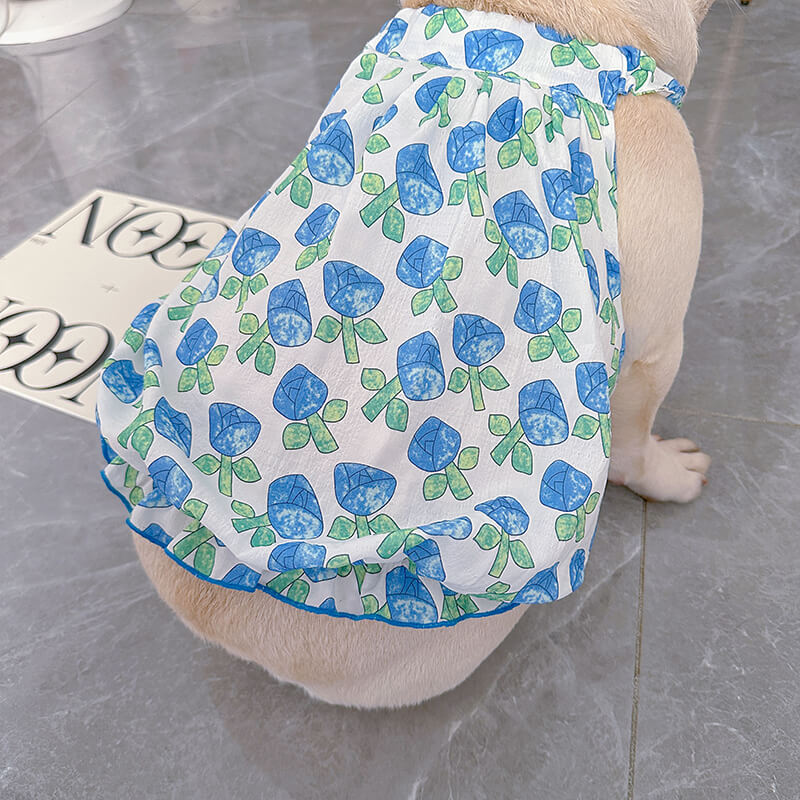Dog Tulips Cotton Dress for small medium dogs by frenchiely