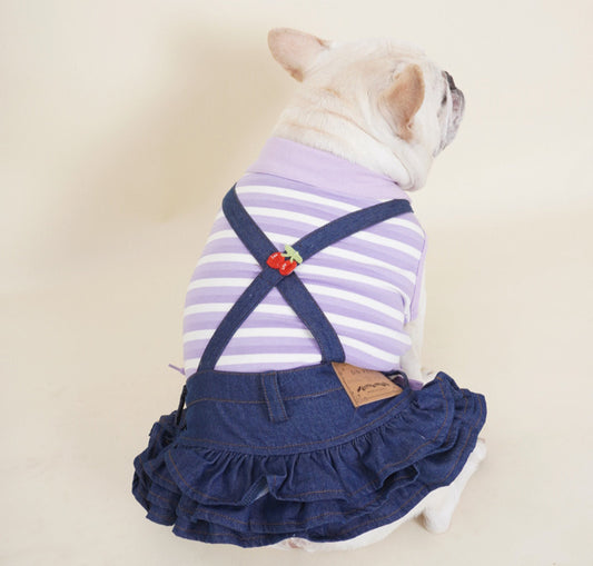 Dog Dark Blue Demin Dress for small and medium dog breeds